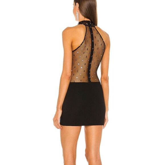 Dundas x Revolve Joey Black High Halter Neck Sleeveless Mesh Mini Dress XS NWT - Picture 2 of 6